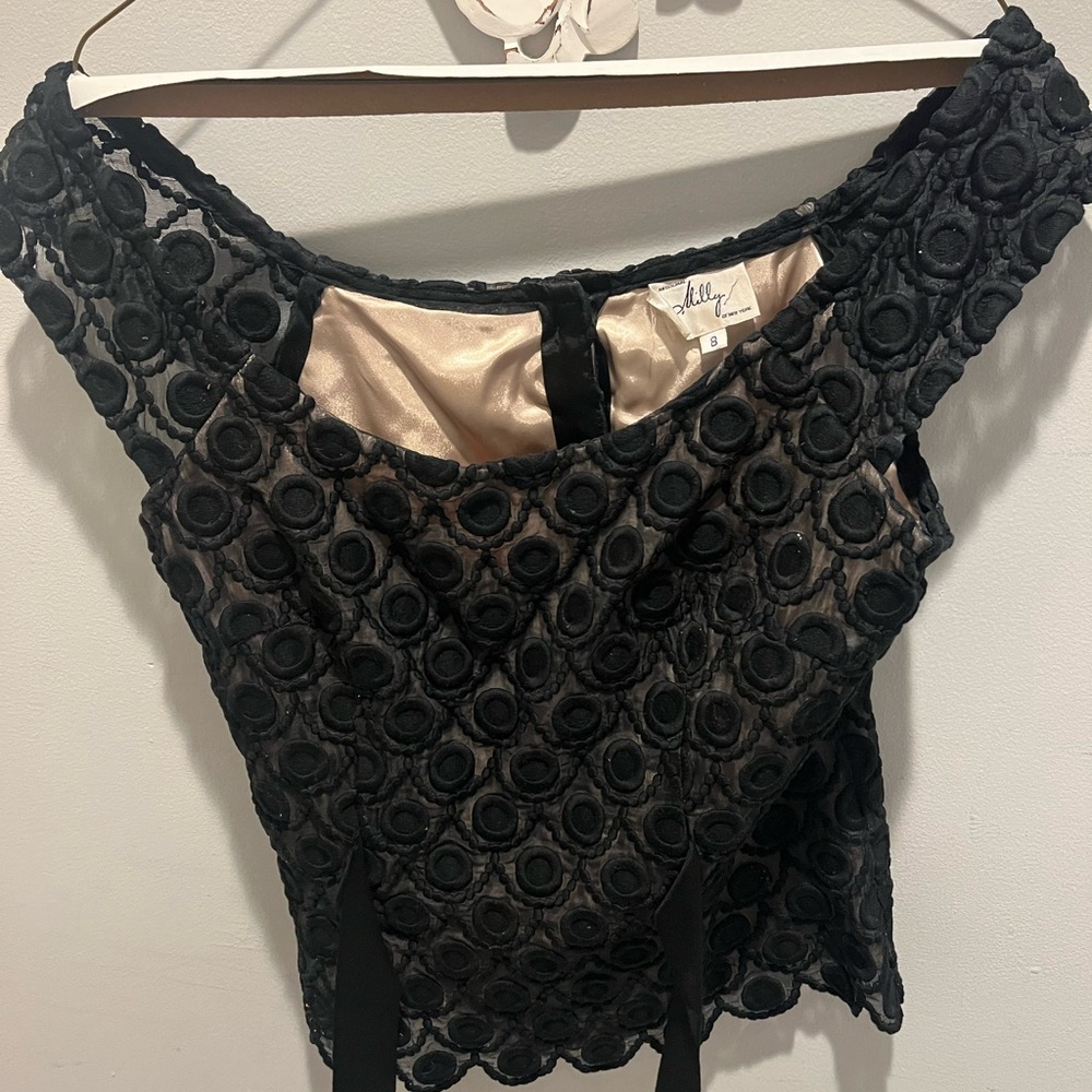 Milly Black and Tan Textured Women's Blouse